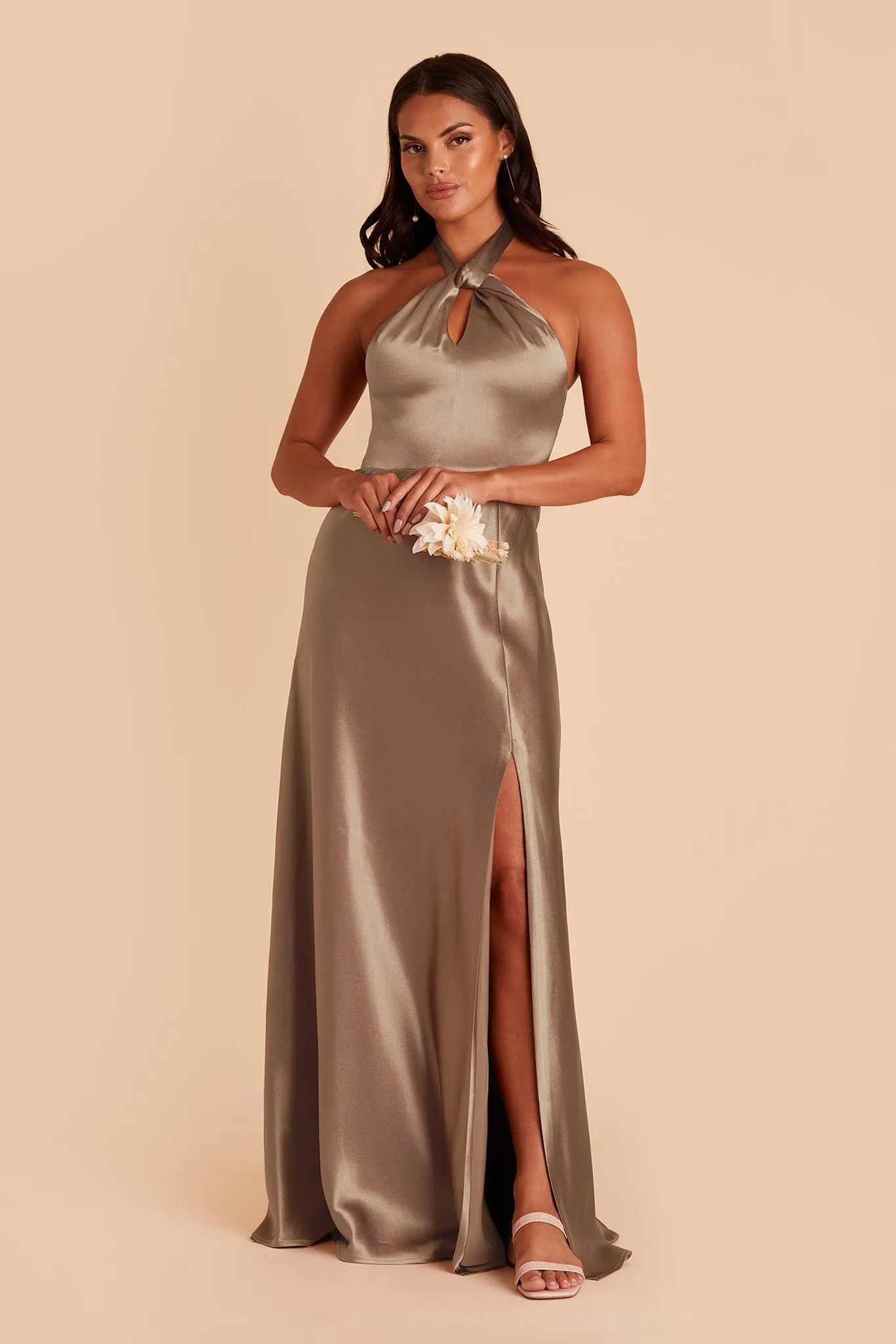 モスキーノ Brown Satin Chocolate Bar Dress