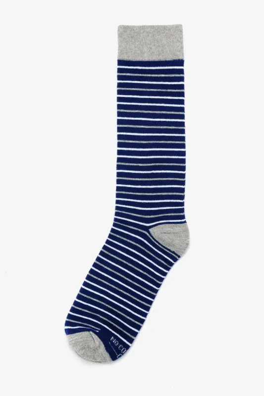 Striped Groomsmen Socks By No Cold Feet - Navy sold by Birdy Grey