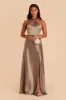Monica Shiny Satin Dress - Mocha sold by Birdy Grey