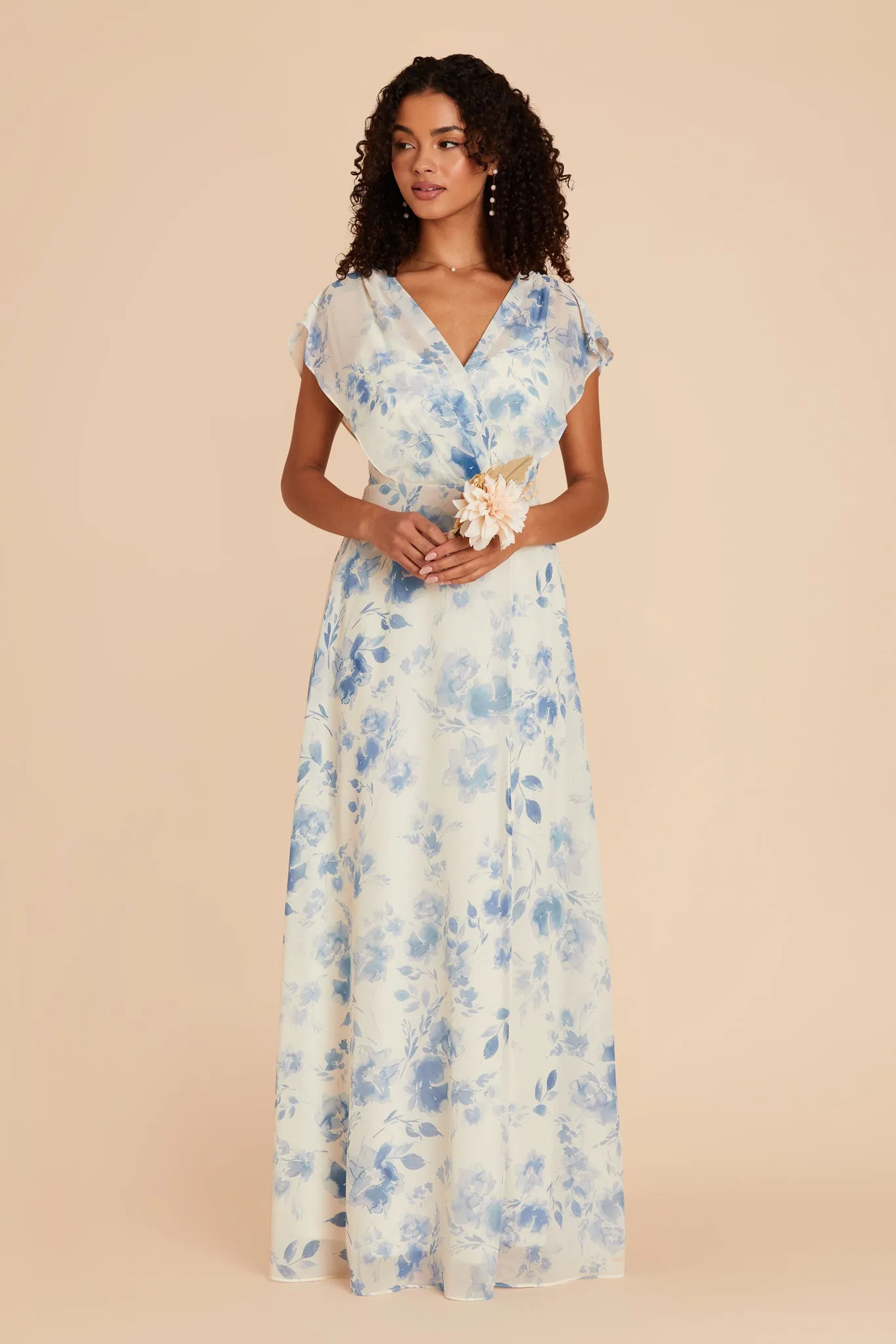 Violet Chiffon Dress - Blue Rococo Floral sold by Birdy Grey product image thumbnail 3