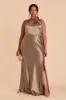 Monica Shiny Satin Dress - Mocha sold by Birdy Grey