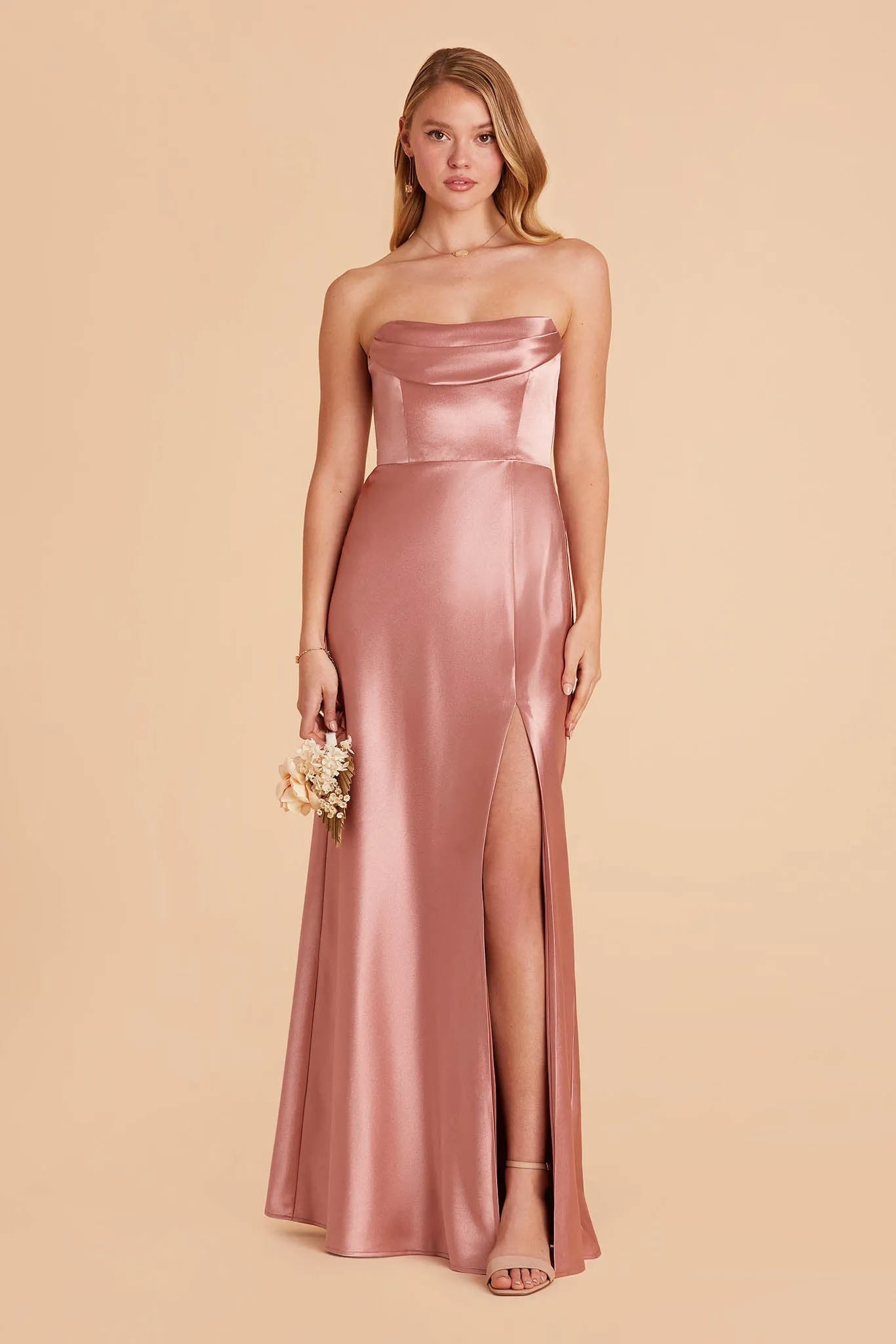 Mia Shiny Satin Convertible Dress - Desert Rose sold by Birdy Grey product image thumbnail 5