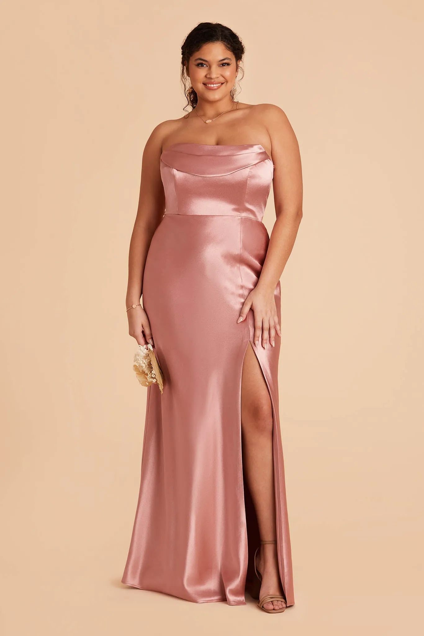 Mia Shiny Satin Convertible Dress - Desert Rose sold by Birdy Grey product image thumbnail 3