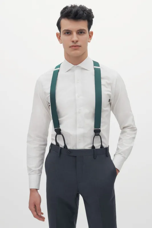 Grosgrain Suspenders By Suitshop - Hunter Green sold by Birdy Grey