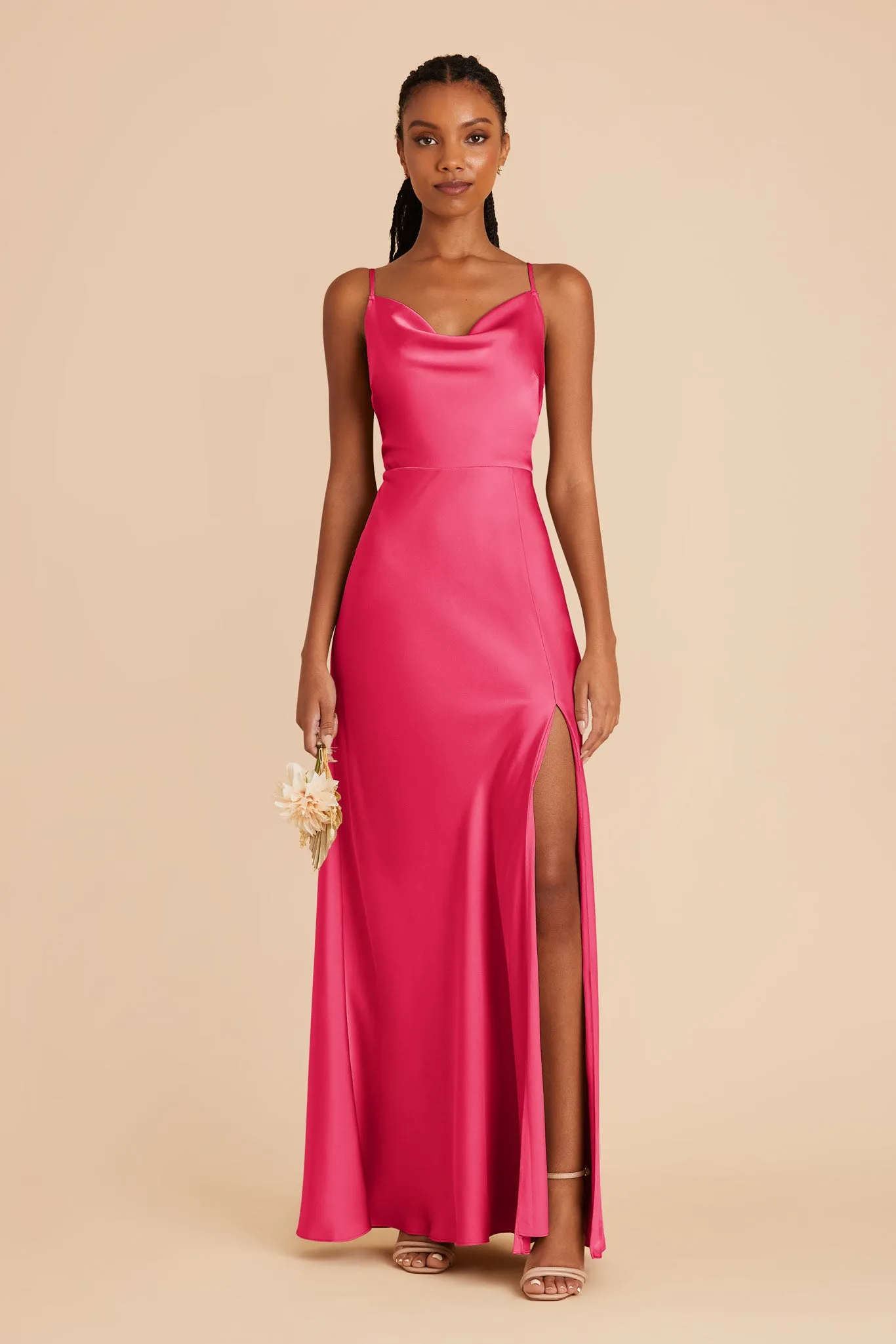 Lisa Long Matte Satin Dress - Fuchsia sold by Birdy Grey product image thumbnail 3