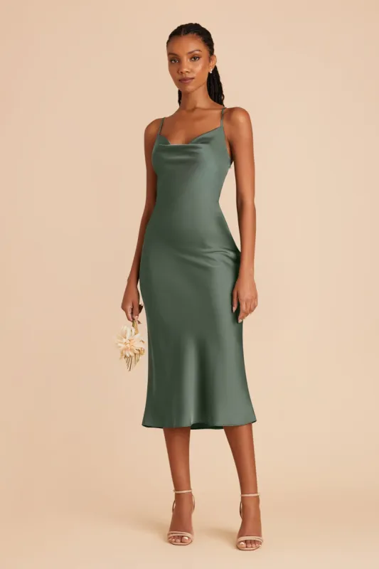 Lisa Matte Satin Midi Dress - Eucalyptus sold by Birdy Grey