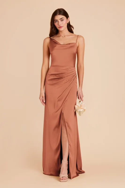 Jennifer Matte Satin Dress - Terracotta sold by Birdy Grey