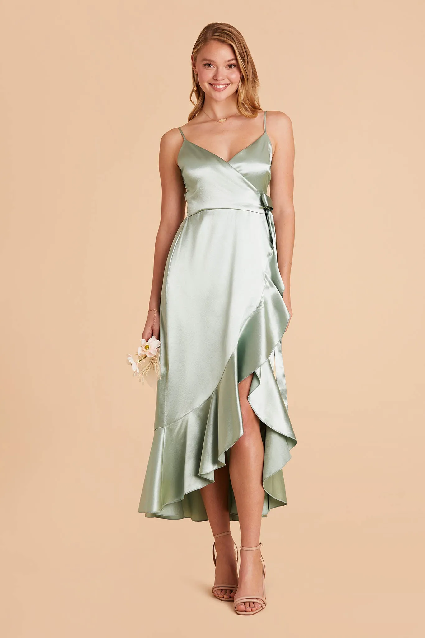 YC Shiny Satin Midi Dress - Sage sold by Birdy Grey product image thumbnail 4