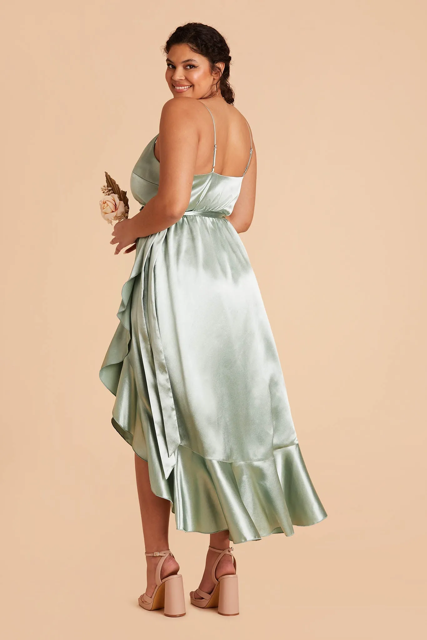 YC Shiny Satin Midi Dress - Sage sold by Birdy Grey product image thumbnail 2