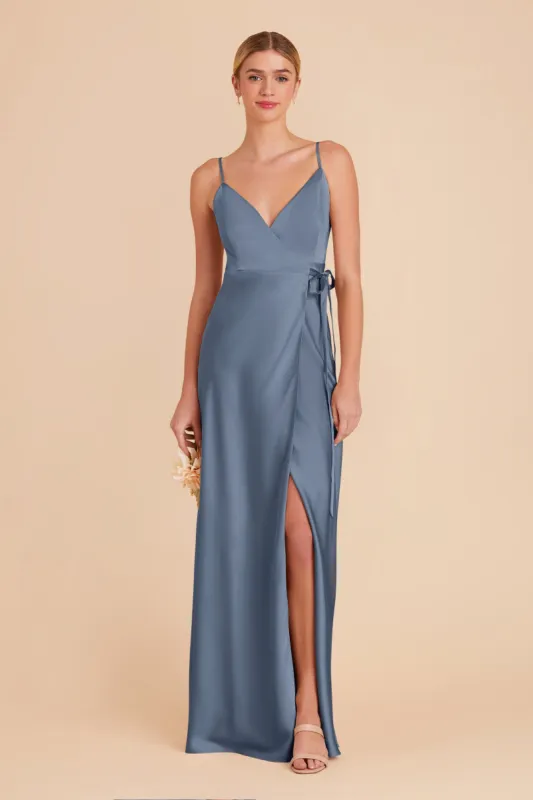 Cindy Matte Satin Dress - French Blue sold by Birdy Grey