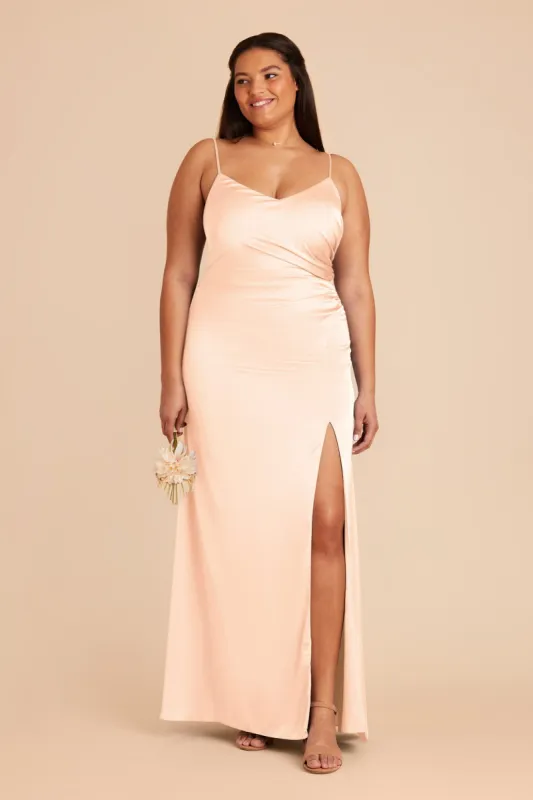 Catherine Matte Satin Dress - Peach Cream sold by Birdy Grey