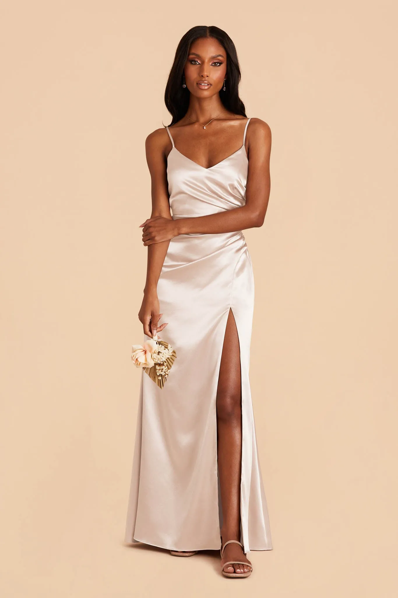 Catherine Shiny Satin Dress - Champagne sold by Birdy Grey product image thumbnail 3