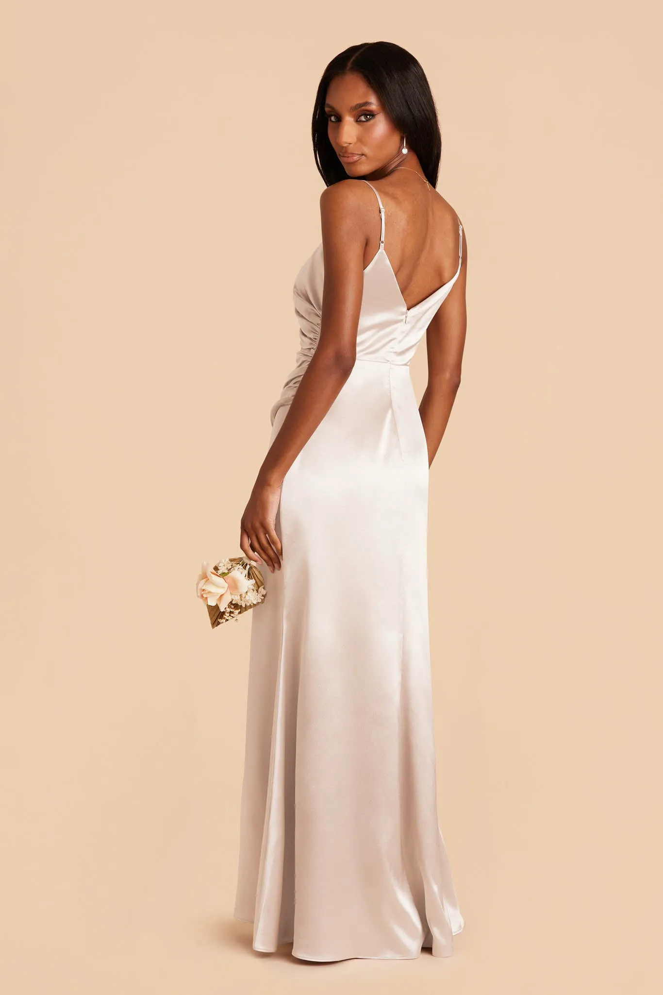 Catherine Shiny Satin Dress - Champagne sold by Birdy Grey product image thumbnail 4