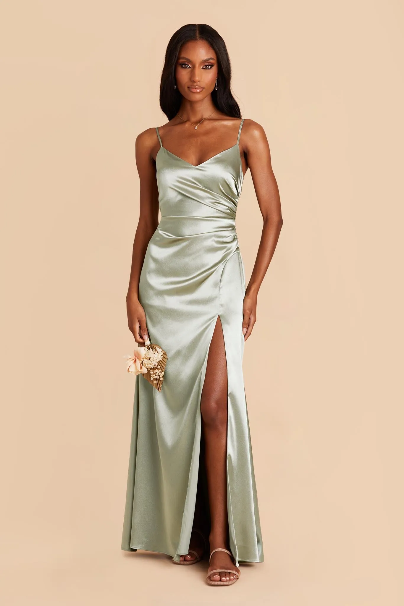 Catherine Shiny Satin Dress - Sage sold by Birdy Grey product image thumbnail 2