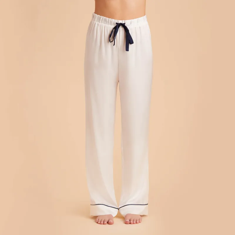 Jonny Satin Pajama Pants - Ivory sold by Birdy Grey