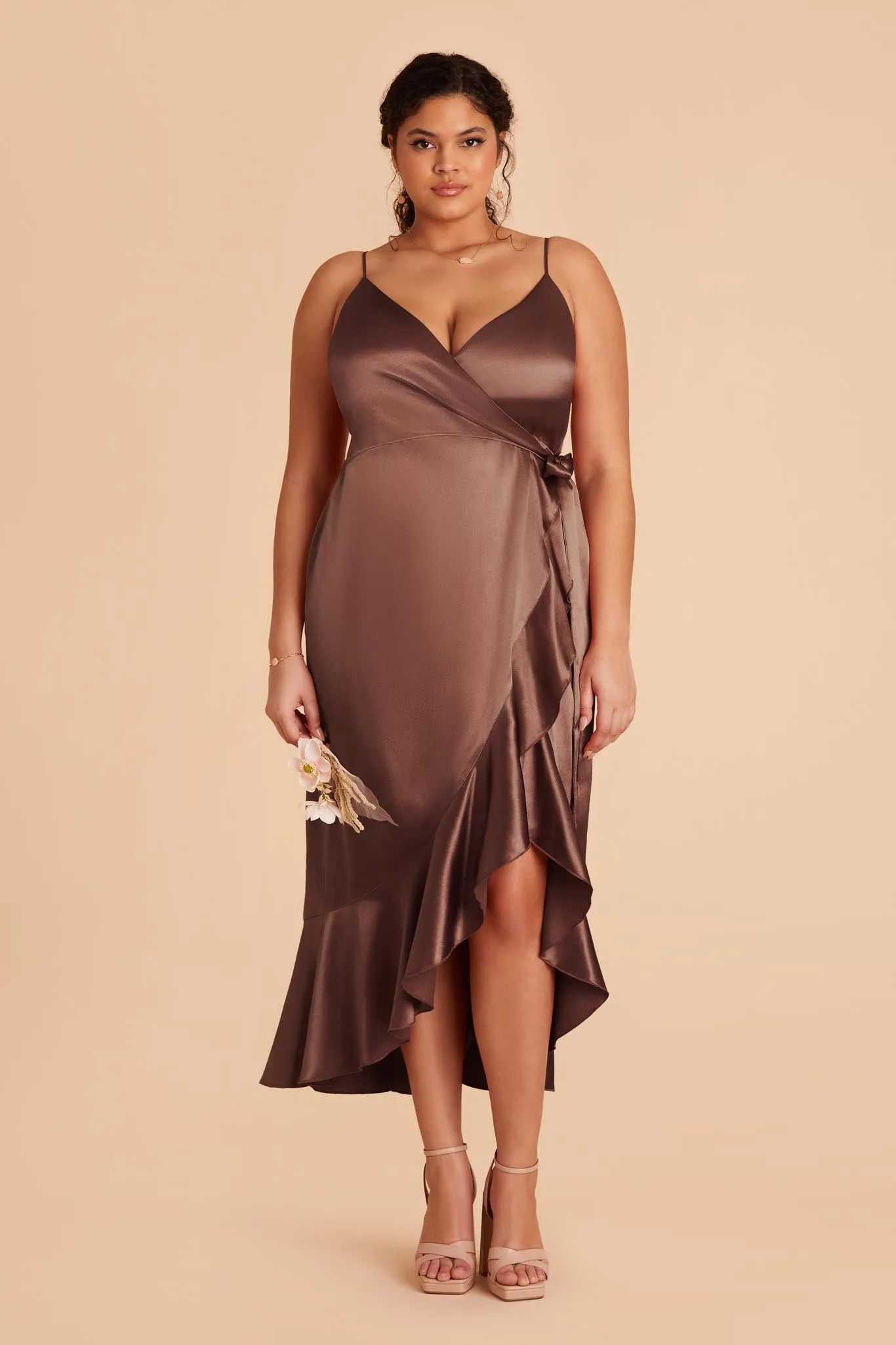 YC Shiny Satin Midi Dress - Chocolate Brown sold by Birdy Grey product image thumbnail 2