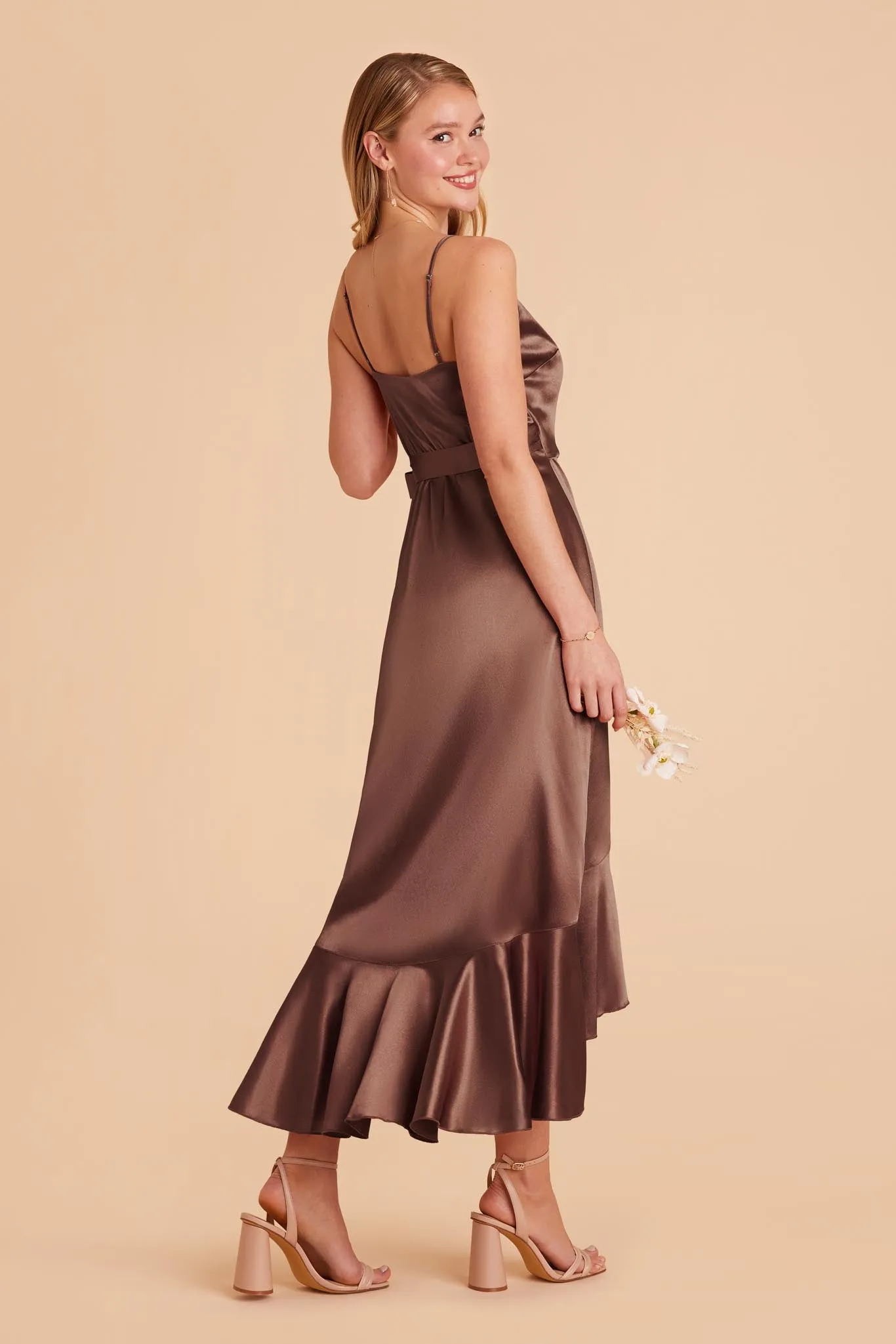 YC Shiny Satin Midi Dress - Chocolate Brown sold by Birdy Grey product image thumbnail 5