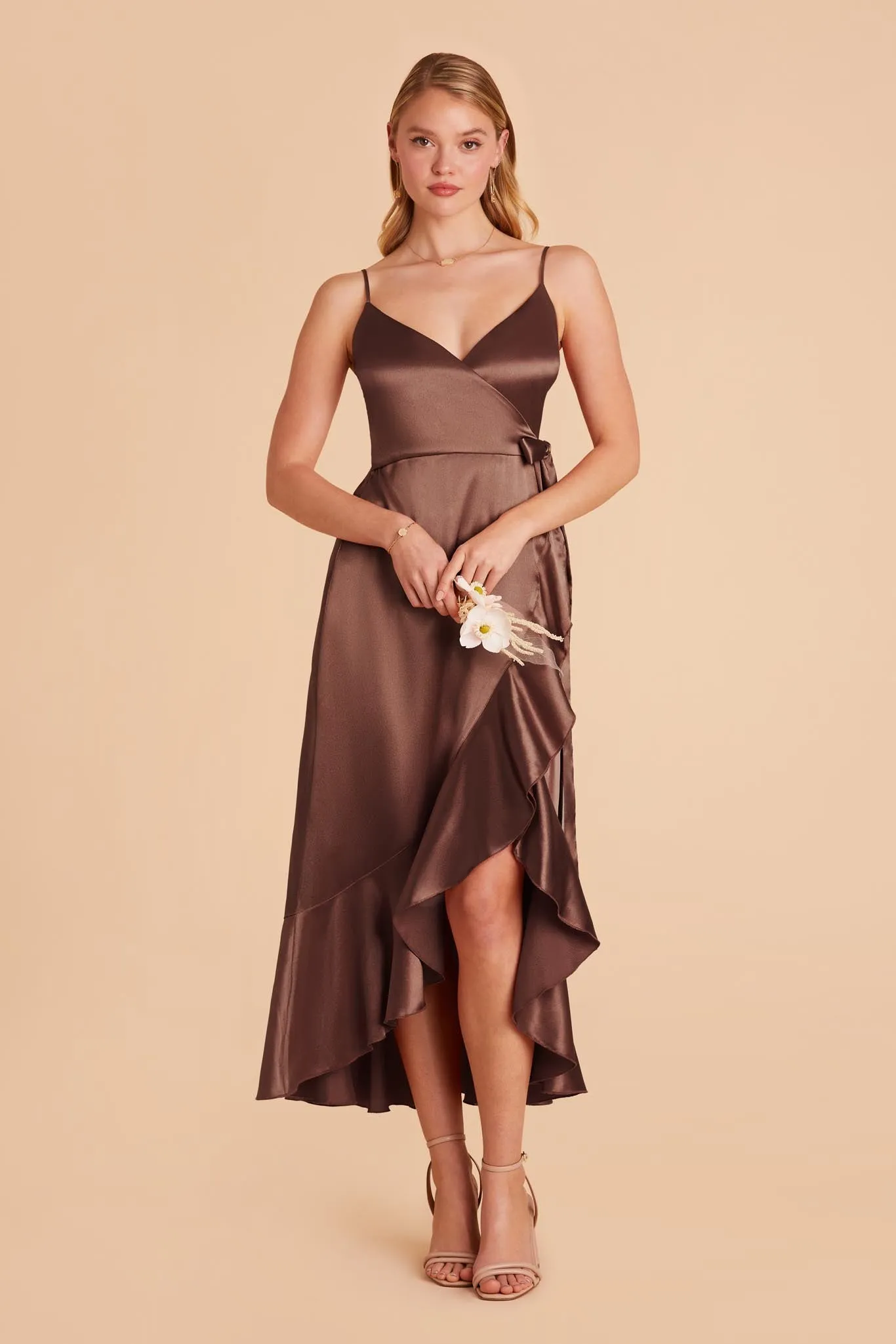 YC Shiny Satin Midi Dress - Chocolate Brown sold by Birdy Grey product image thumbnail 3