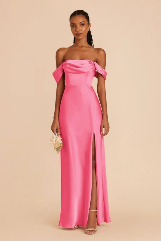Mia Matte Satin Convertible Dress - Bon Bon Pink sold by Birdy Grey