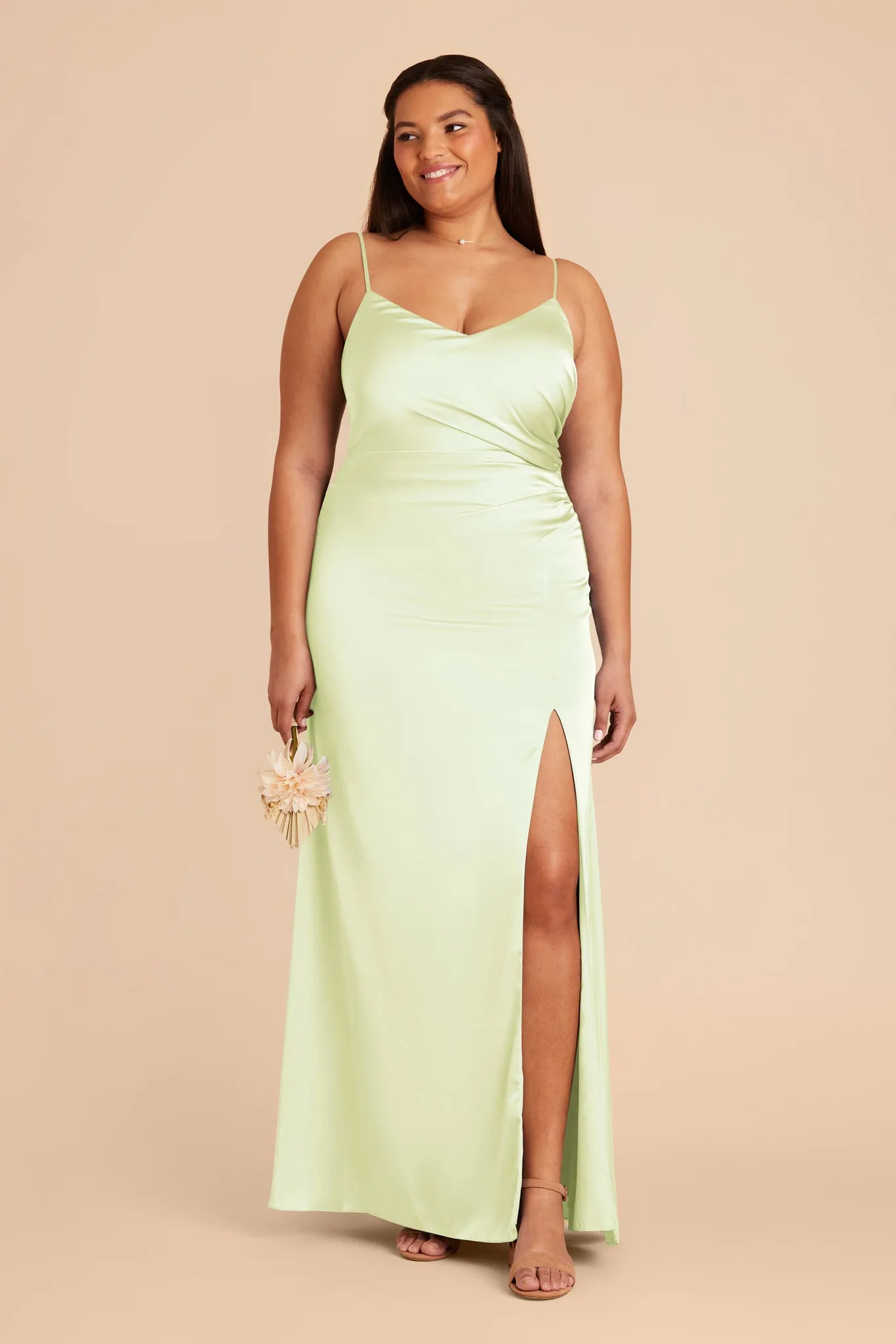 Catherine Matte Satin Dress - Pale Pistachio sold by Birdy Grey product image thumbnail 2