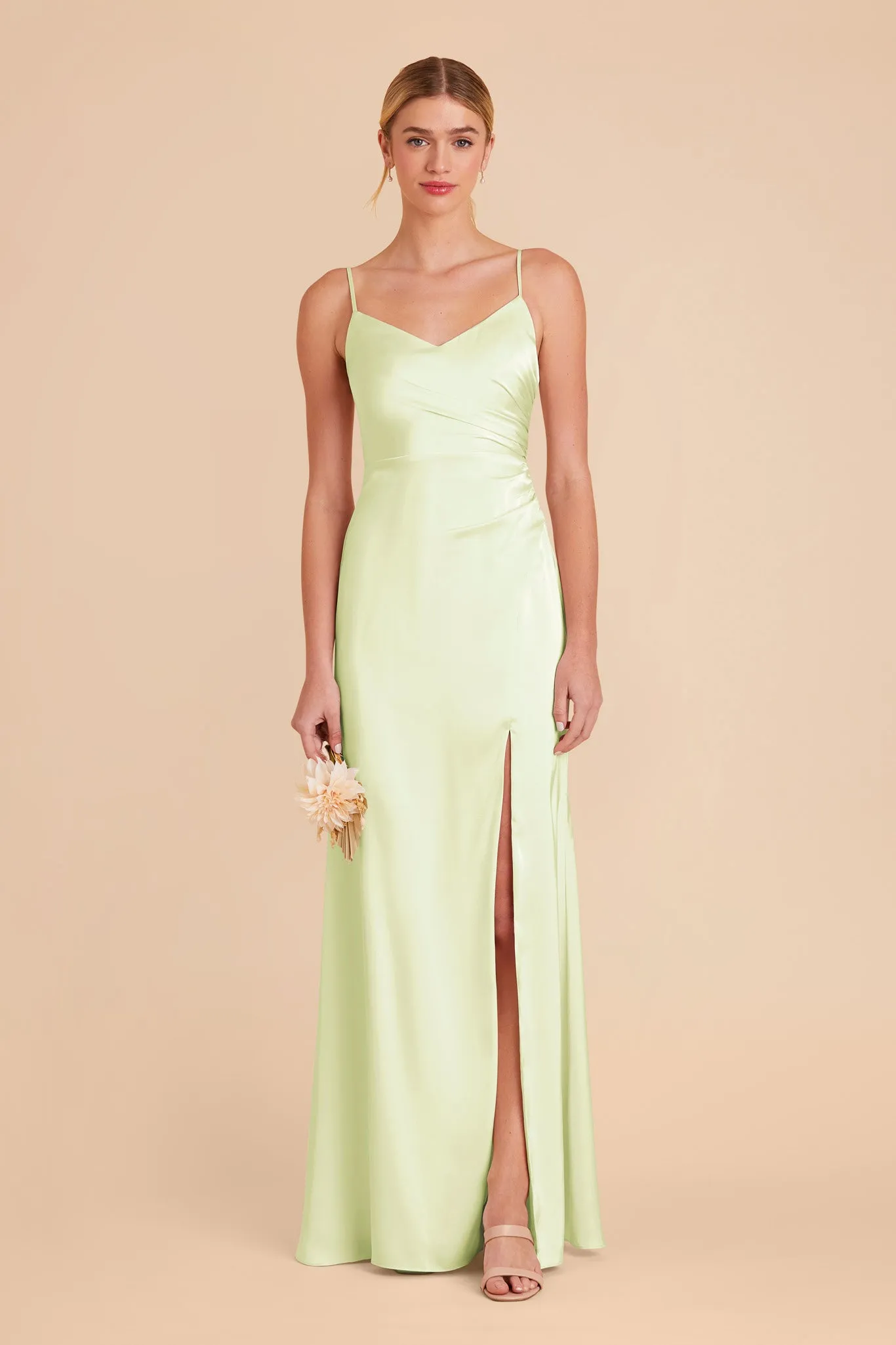 Catherine Matte Satin Dress - Pale Pistachio sold by Birdy Grey