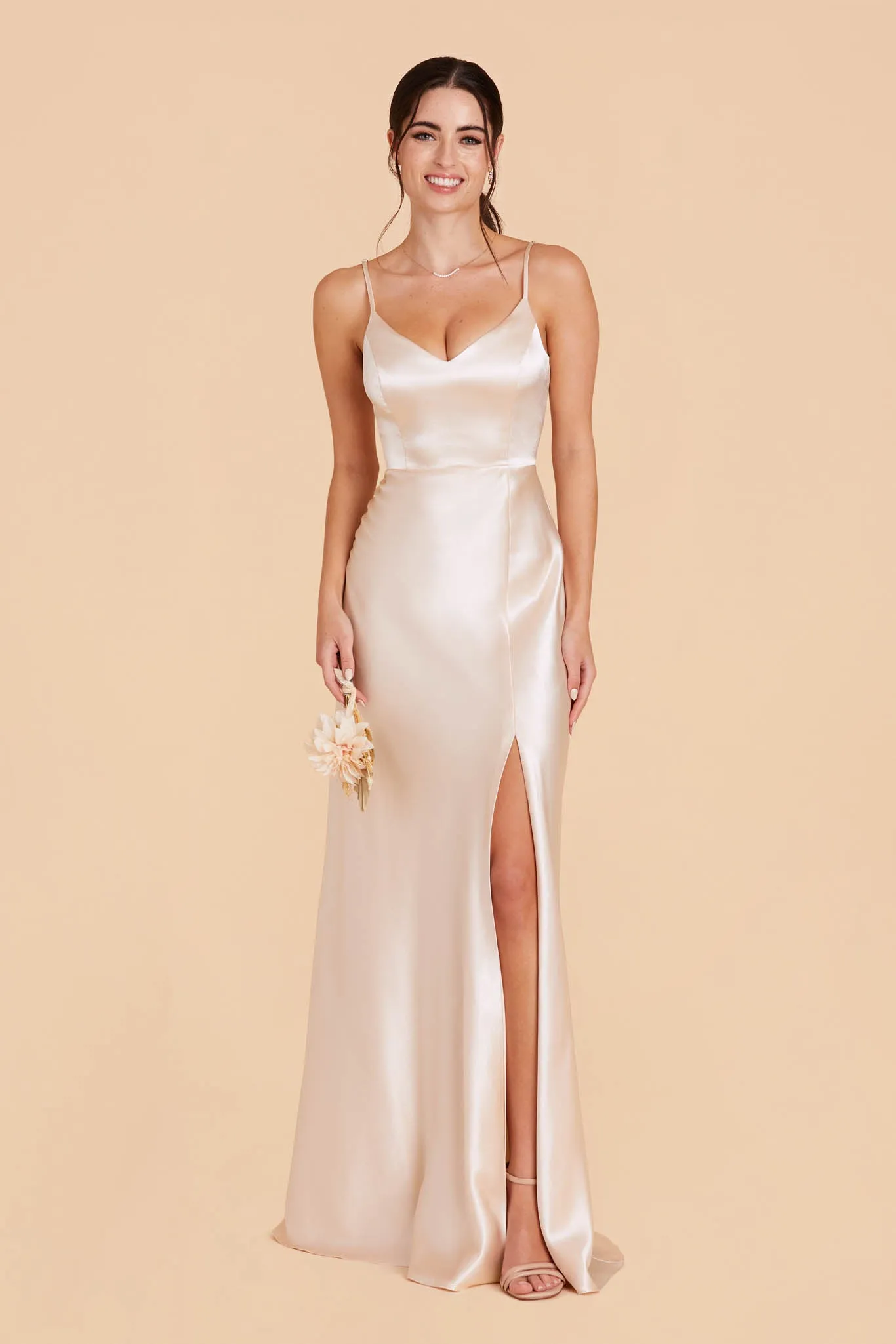 Jay Shiny Satin Dress - Champagne sold by Birdy Grey