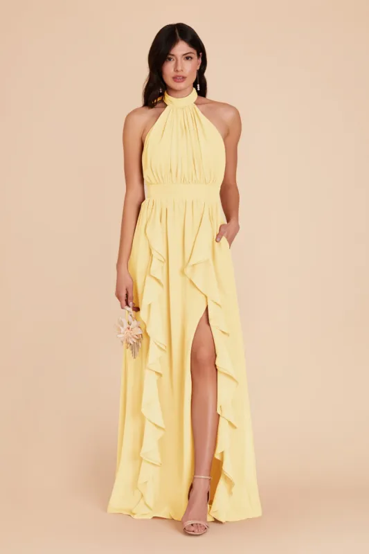 Joyce Chiffon Dress - Lemon Sorbet sold by Birdy Grey