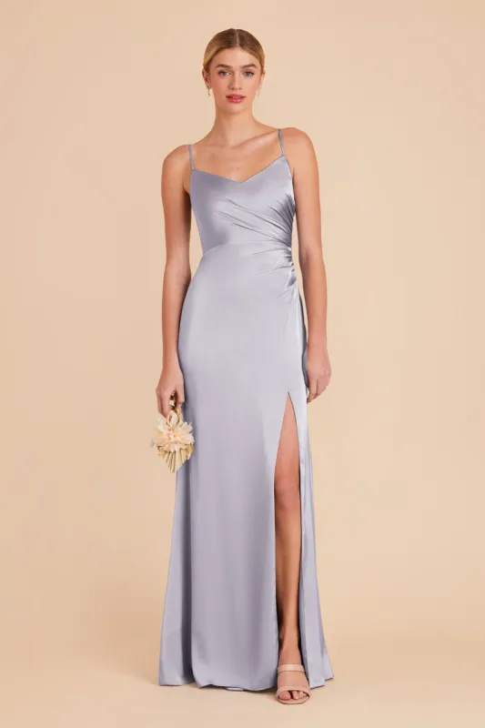 Catherine Matte Satin Dress - Periwinkle Blue sold by Birdy Grey