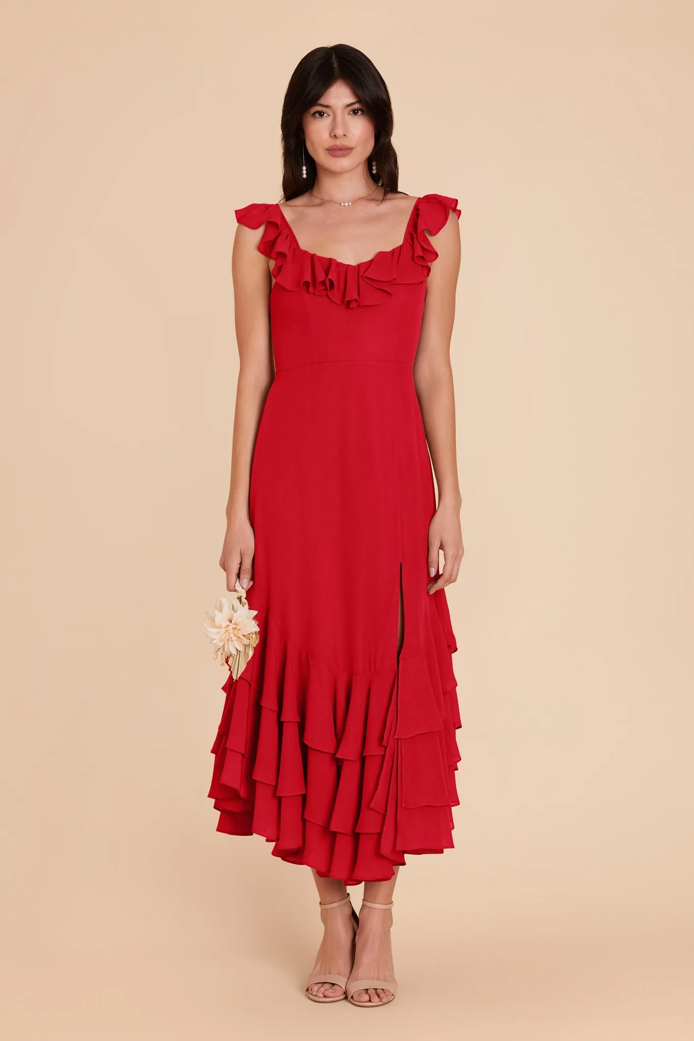 Ginny Chiffon Dress - Ruby Red sold by Birdy Grey