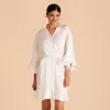 Kenny Ruffle Satin Robe - Ivory sold by Birdy Grey