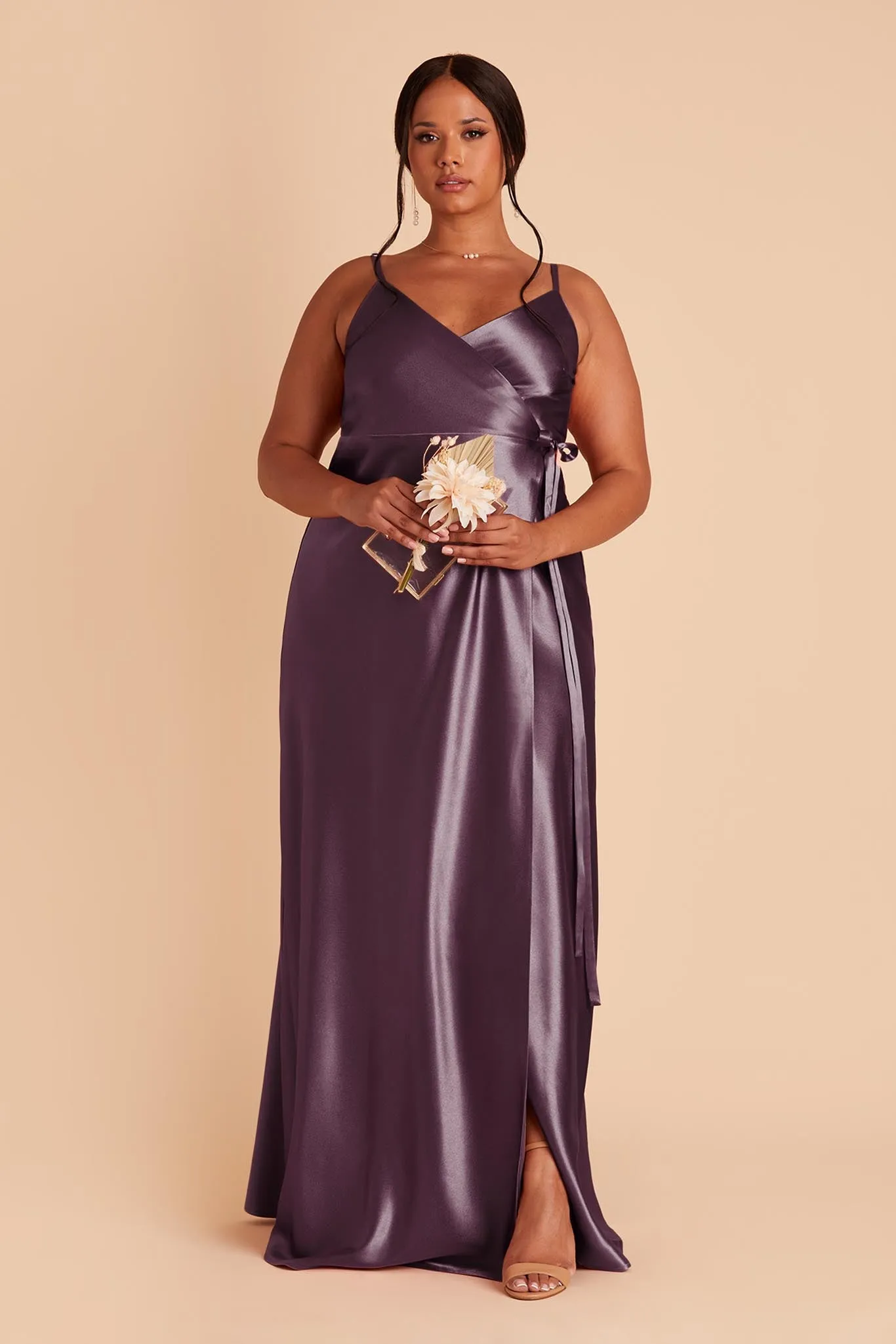 Cindy Shiny Satin Dress - Plum sold by Birdy Grey product image thumbnail 2