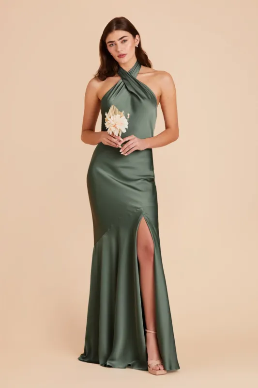 Stephanie Matte Satin Dress - Eucalyptus sold by Birdy Grey