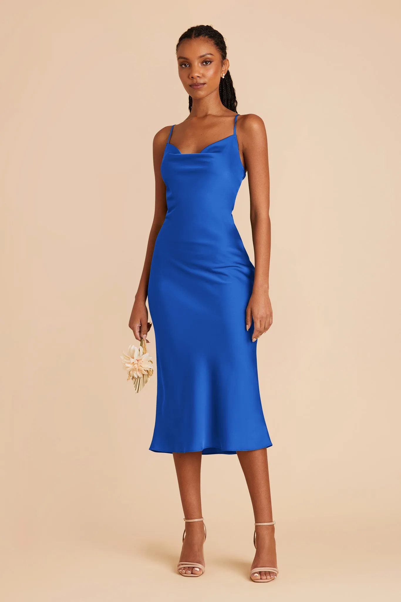 Lisa Matte Satin Midi Dress - Cobalt Blue sold by Birdy Grey