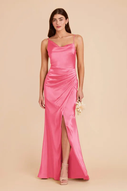 Jennifer Matte Satin Dress - Bon Bon Pink sold by Birdy Grey