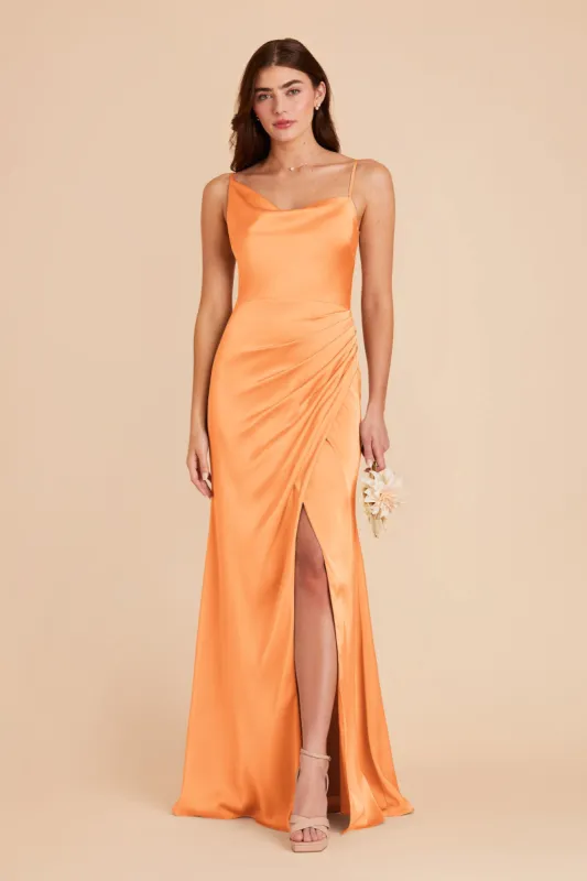 Jennifer Matte Satin Dress - Apricot sold by Birdy Grey