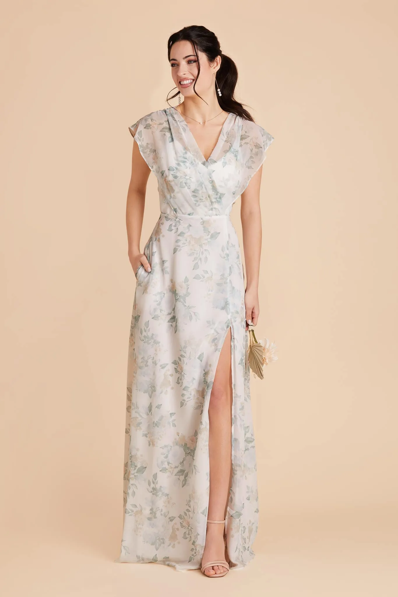 Violet Chiffon Dress - Sage Spring Garden sold by Birdy Grey product image thumbnail 5