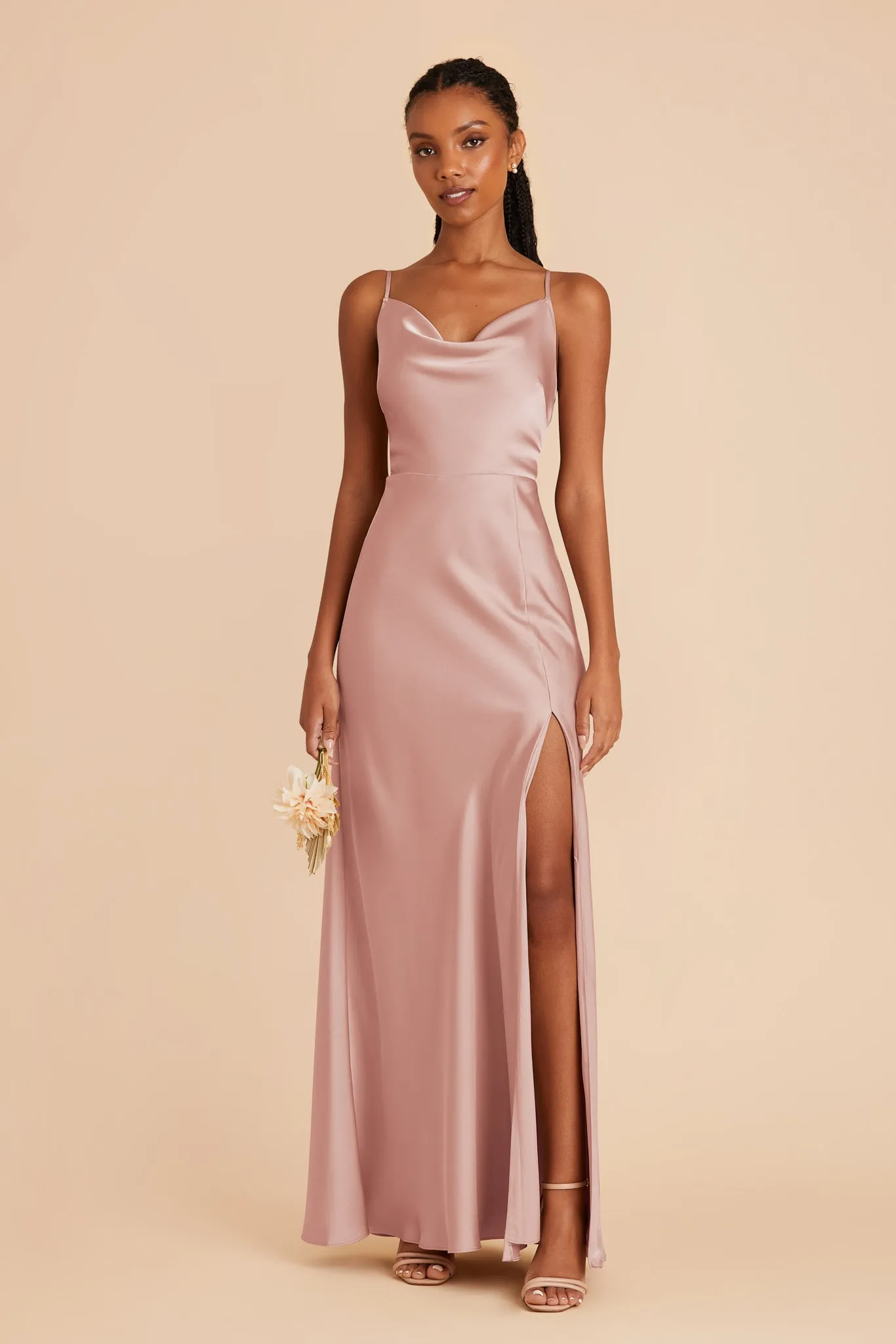 Lisa Long Matte Satin Dress - English Rose sold by Birdy Grey product image thumbnail 3