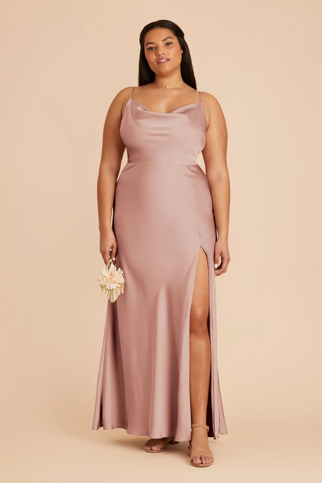Lisa Long Matte Satin Dress - English Rose sold by Birdy Grey product image thumbnail 2
