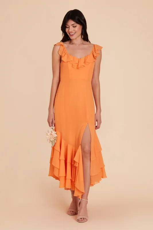 Ginny Chiffon Dress - Apricot sold by Birdy Grey