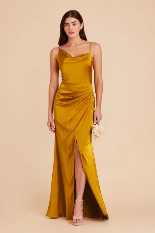 Jennifer Matte Satin Dress - Butterscotch sold by Birdy Grey