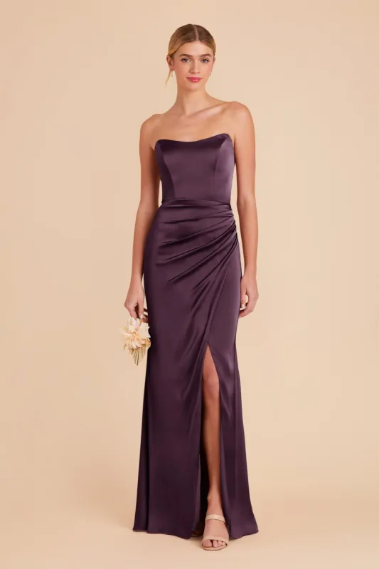 Anne Matte Satin Dress - Plum sold by Birdy Grey