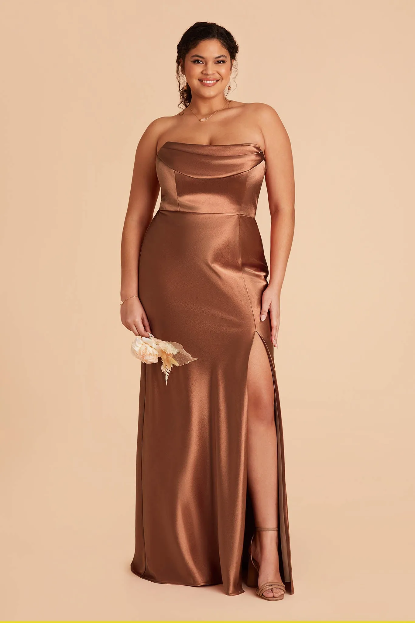 Mia Shiny Satin Convertible Dress - Rust sold by Birdy Grey product image thumbnail 3
