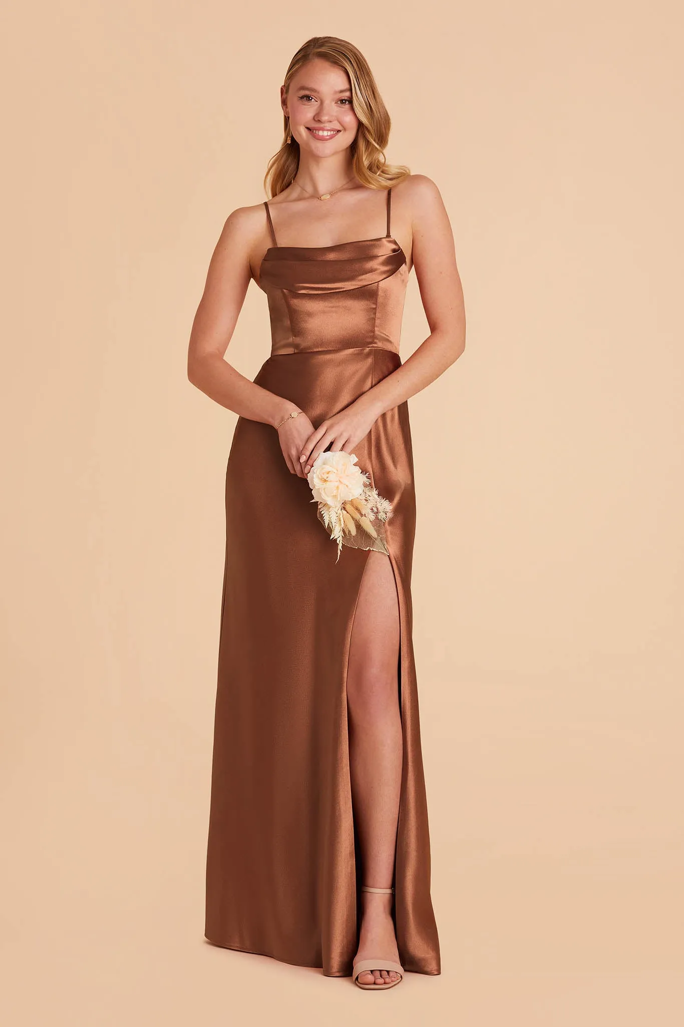 Mia Shiny Satin Convertible Dress - Rust sold by Birdy Grey