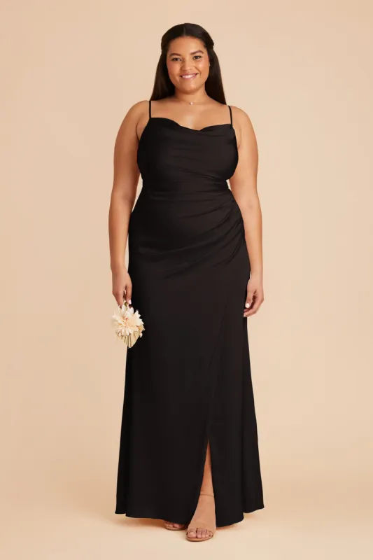 Lydia Matte Satin Dress - Black sold by Birdy Grey