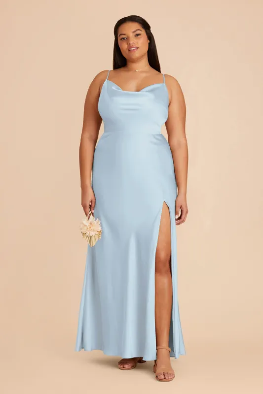 Lisa Long Matte Satin Dress - Mist Blue sold by Birdy Grey