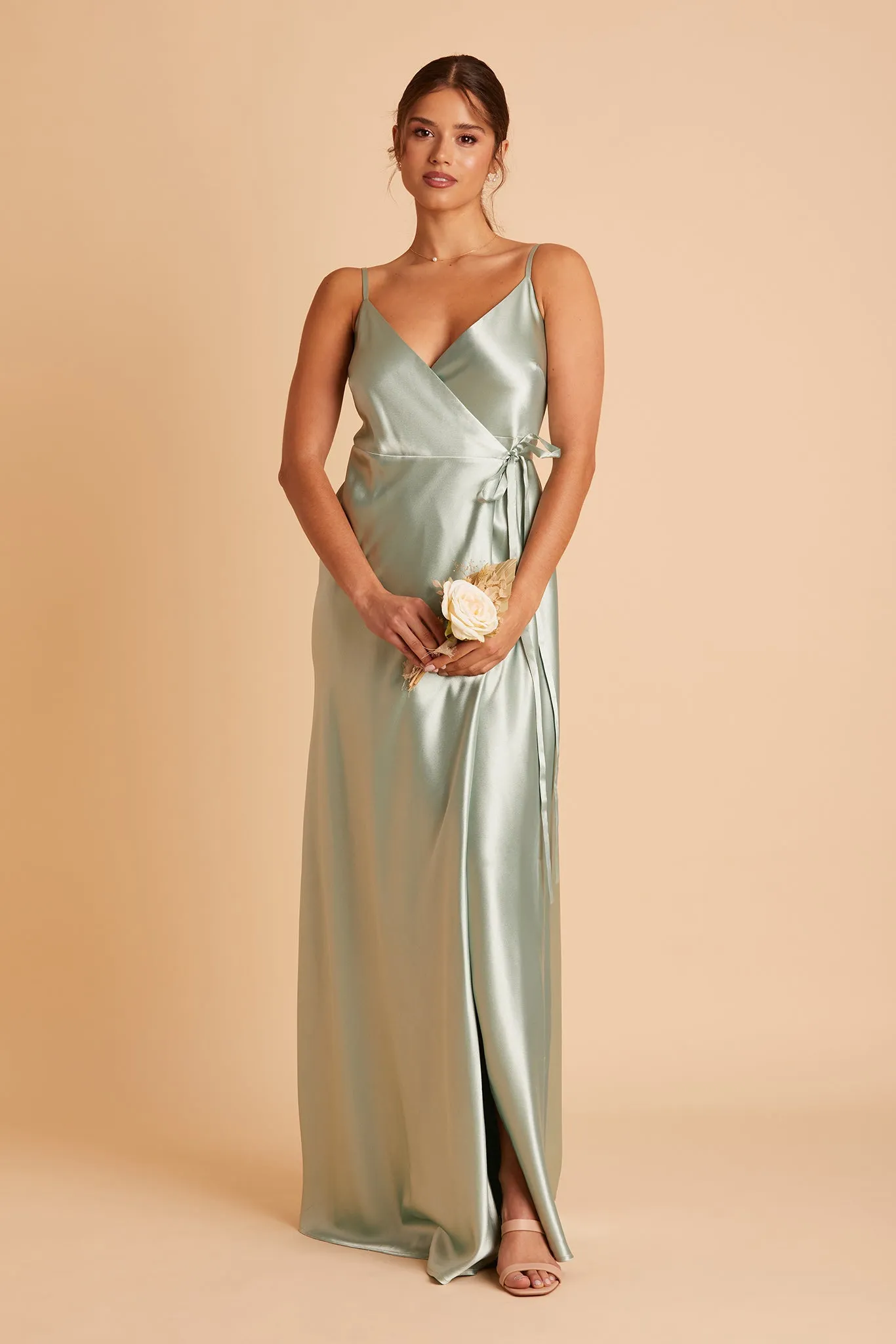 Cindy Shiny Satin Dress - Sage sold by Birdy Grey product image thumbnail 4