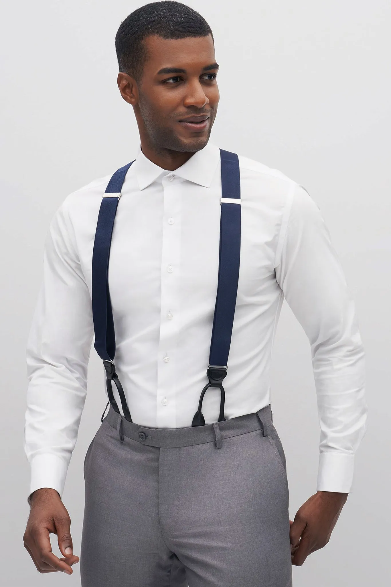 Grosgrain Suspenders By Suitshop - Navy sold by Birdy Grey