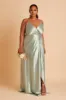 Cindy Shiny Satin Dress - Sage sold by Birdy Grey