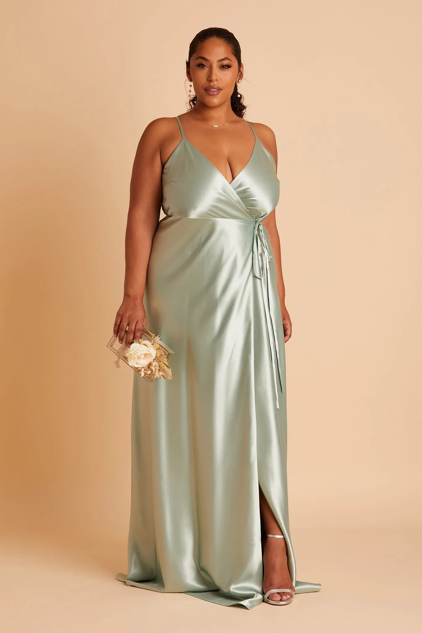 Cindy Shiny Satin Dress - Sage sold by Birdy Grey product image thumbnail 2