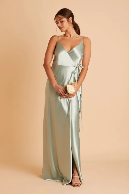 Cindy Shiny Satin Dress - Sage sold by Birdy Grey
